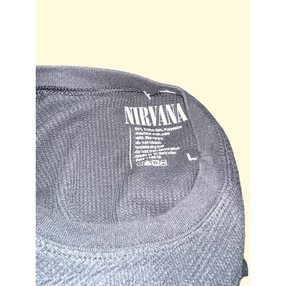 Nirvana Smiley Face Thermal Long Sleeve Shirt Black Size L - Picture 4 of 4